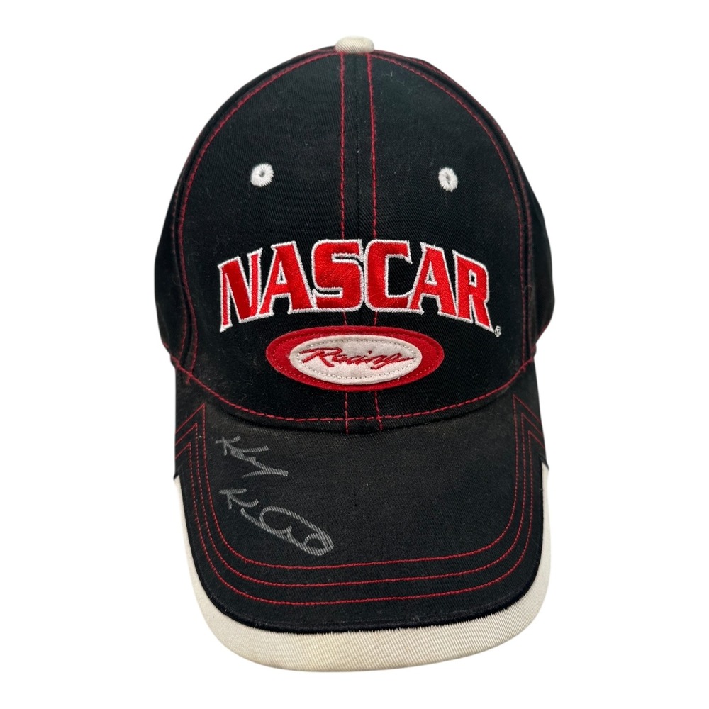 NASCAR Racing Hat Black Red Embroidered Autographed Kudzu One Size